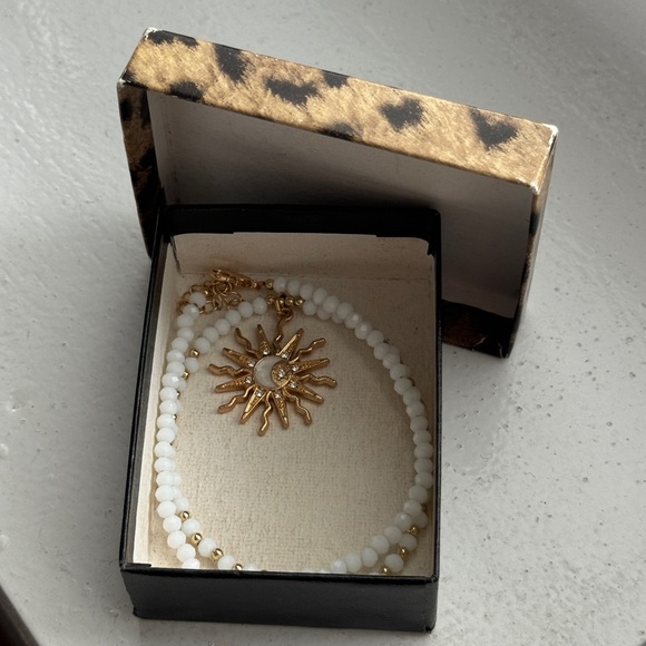 Beaded Necklace with Moon Charm - Picture 5 of 11